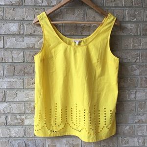 NWT GAP Yellow Laser Cut Sleeveless Top Size Small